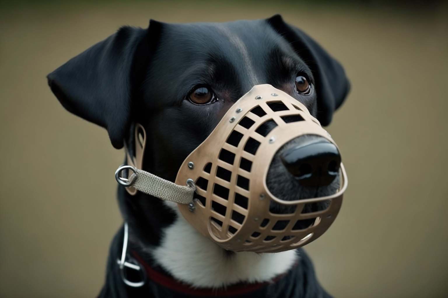 dog wearing a muzzle